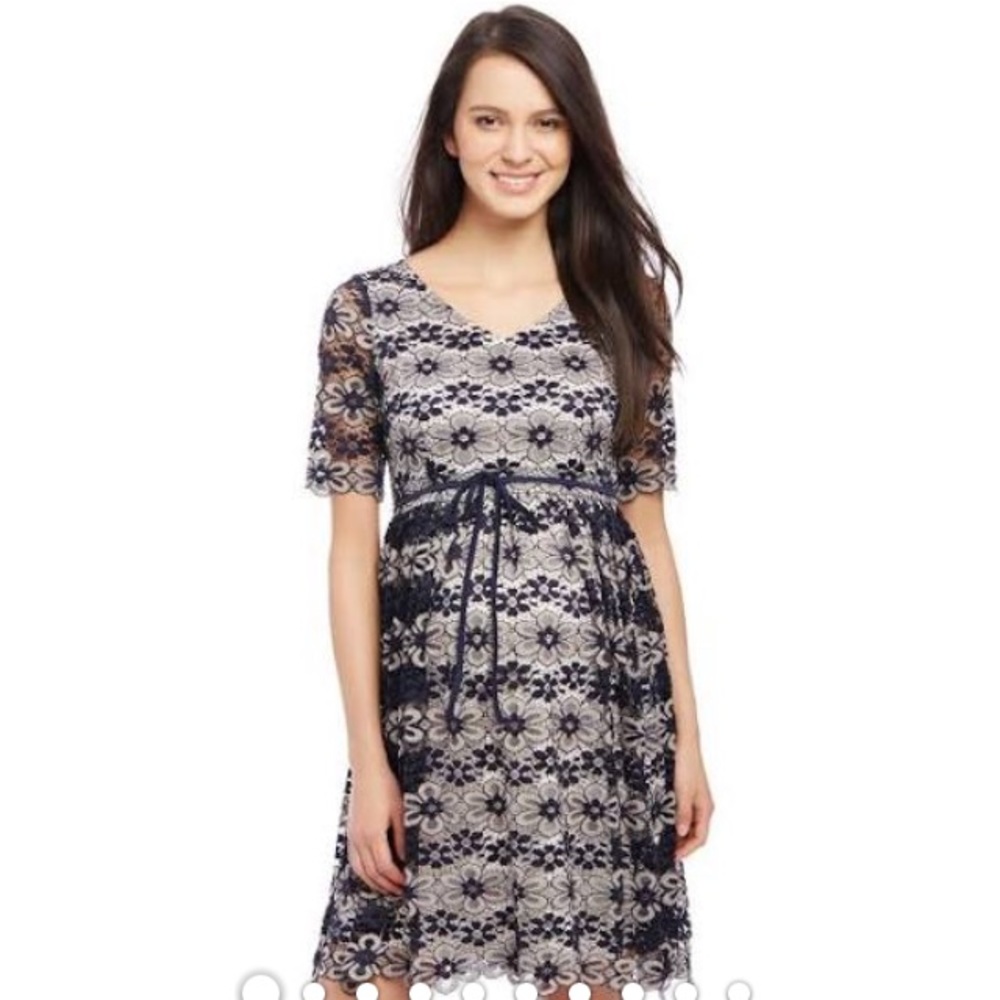 Motherhood Navy Floral Lace Dress